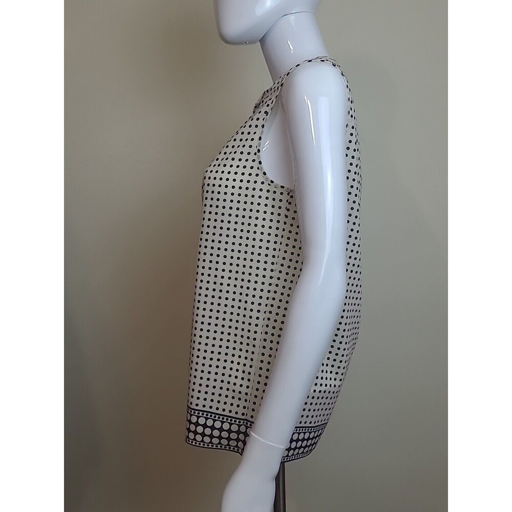 J Crew Cream Black Polka Dot Semi Sheer Sleeveless Blouse 1/4 Button Up Size 4 - Picture 2 of 9